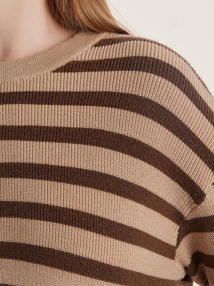 Machine Washable Wool Stripe Sweater GOELIA