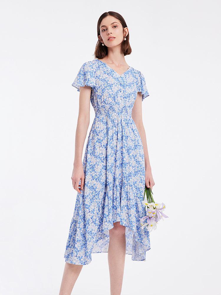 V-neck Floral Fishtail Dress GOELIA