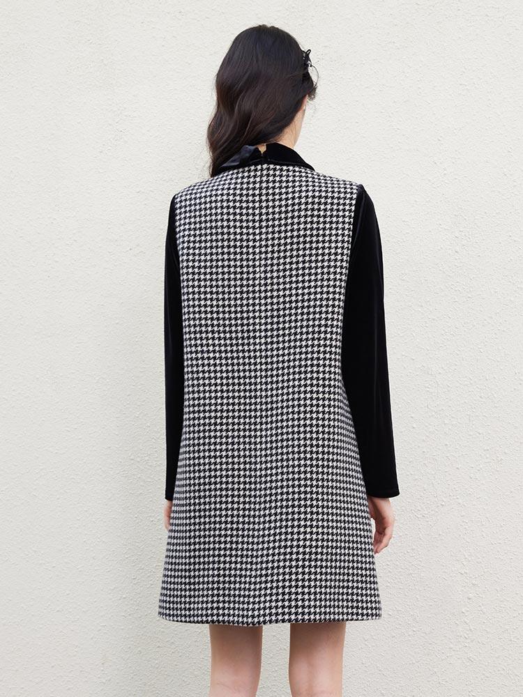 100% Woolen houndstooth Dress GOELIA