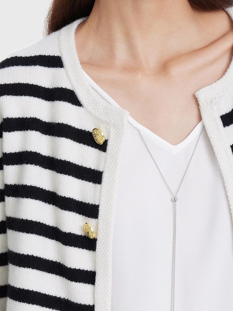 Button Up Woolen Striped Cardigan GOELIA