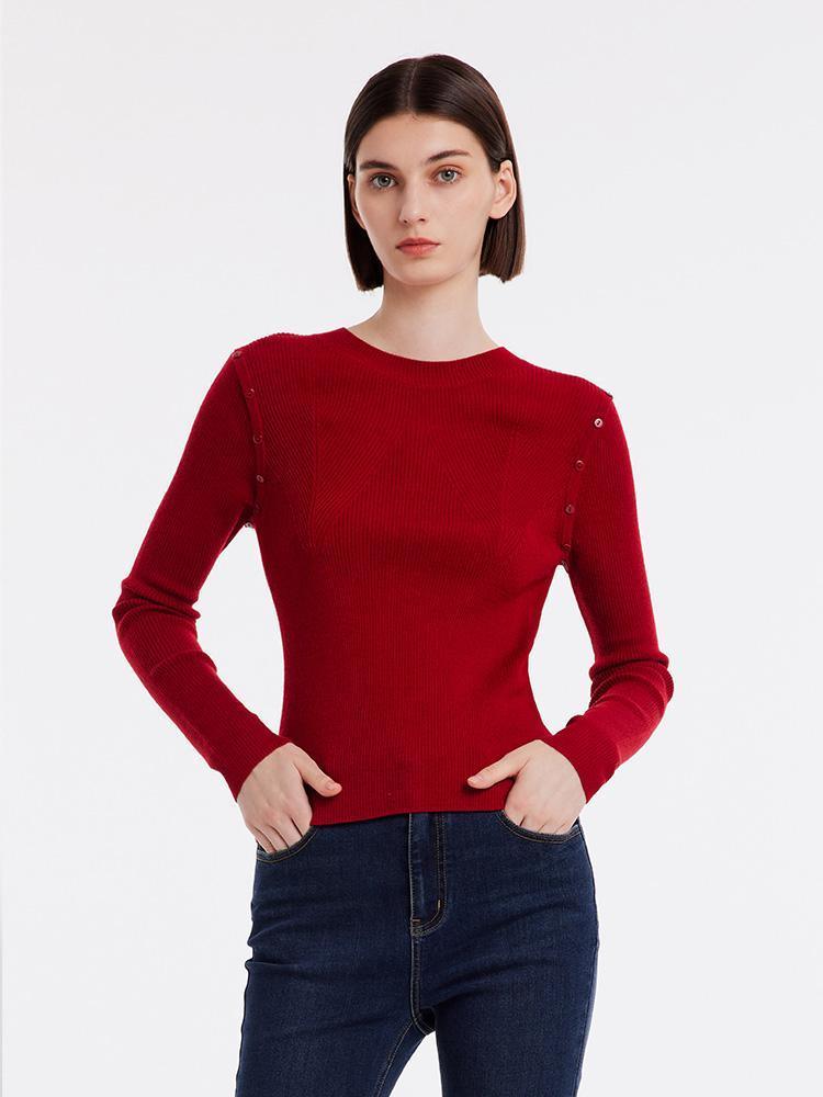 Detachable Sleeve Woolen Round Neck Sweater GOELIA