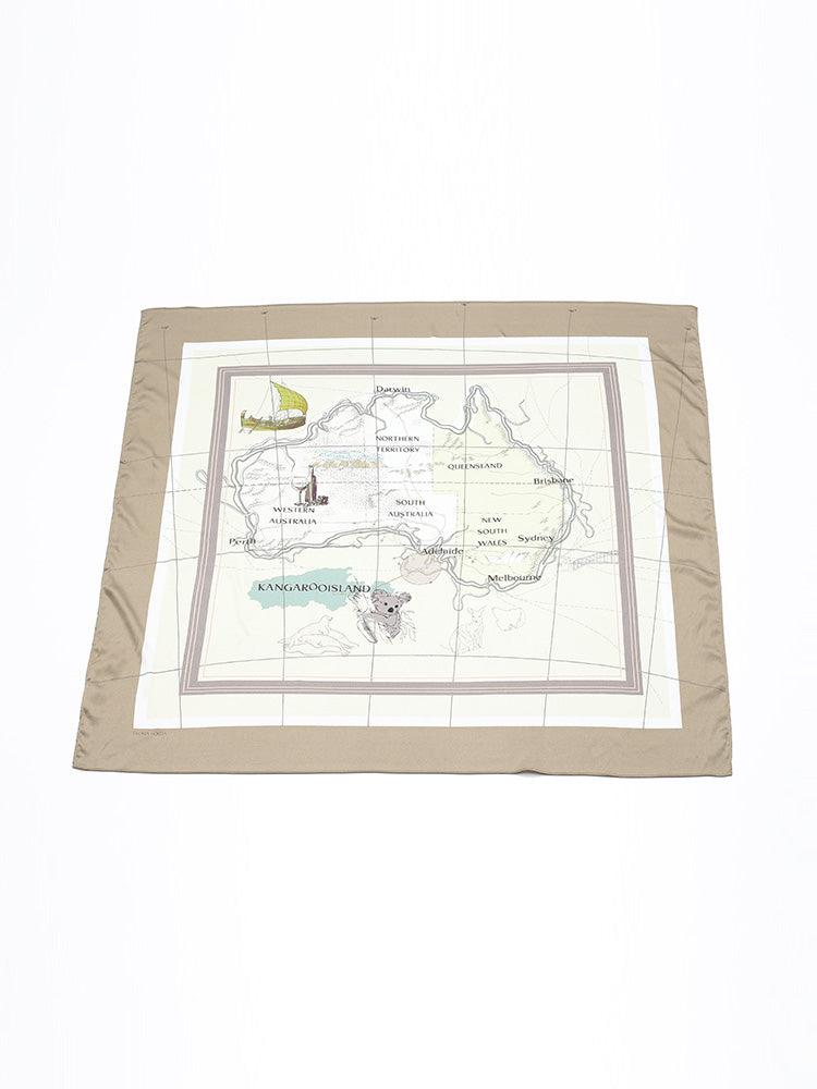 Mulberry Silk Map Print Square Scarf GOELIA