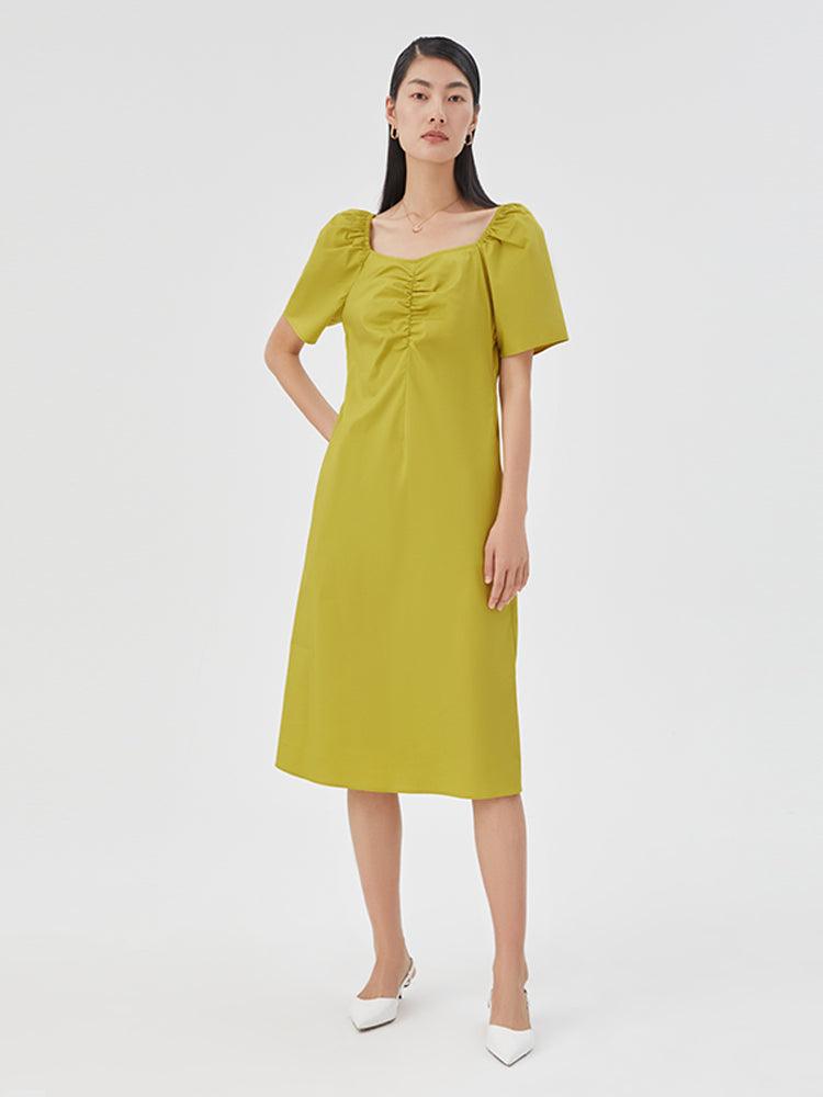 Cotton Gathered Pleated Dress GOELIA