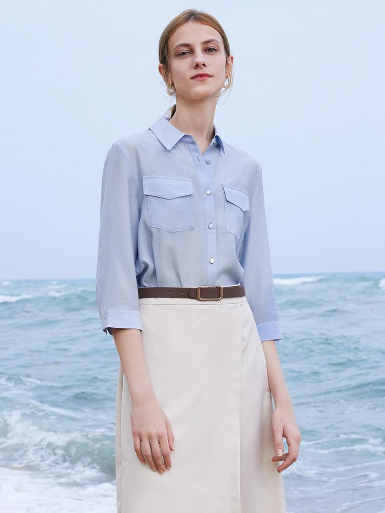 Acetate Shirt Suit With Leather Belt GOELIA