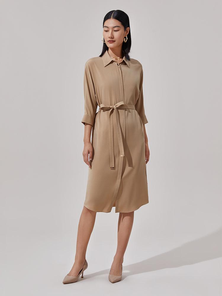 Silk Shirt-Style Oversized Dress GOELIA