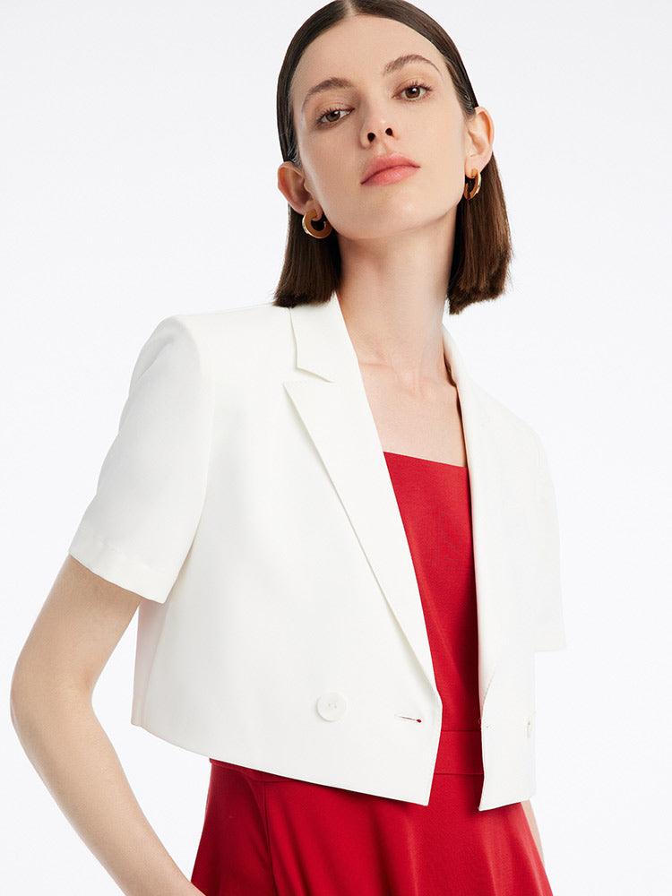 White Crop Blazer GOELIA