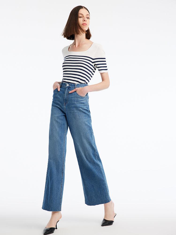 Blue And White Striped Skinny Jersey GOELIA