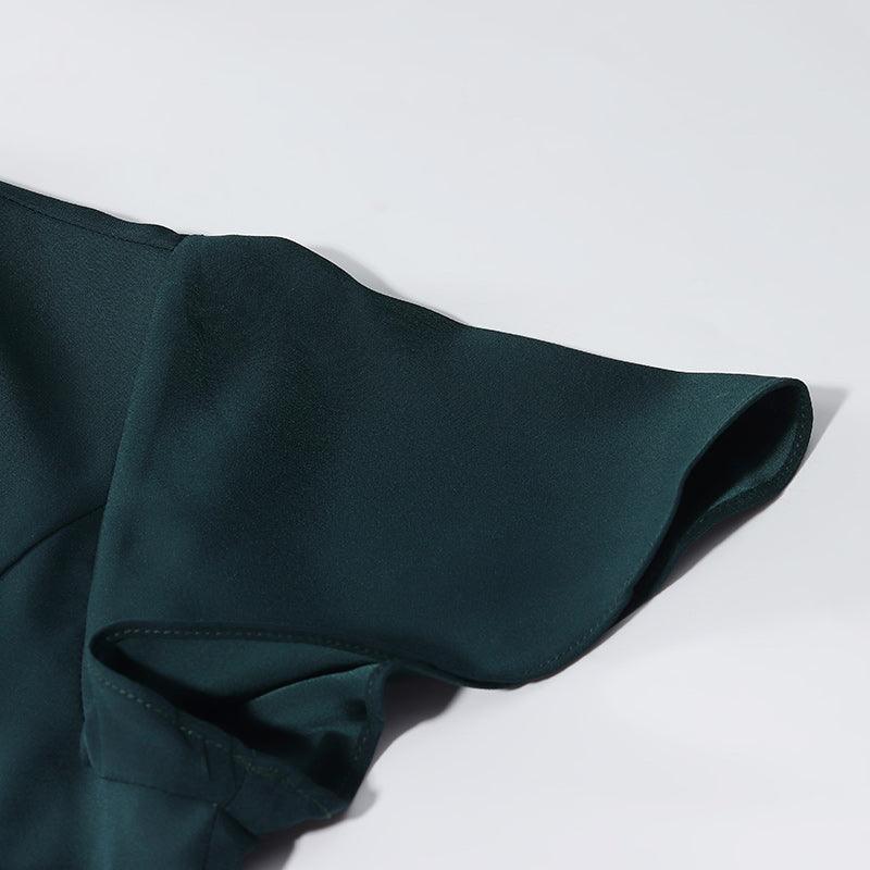 Dark Green Triacetate Wrap Dress GOELIA