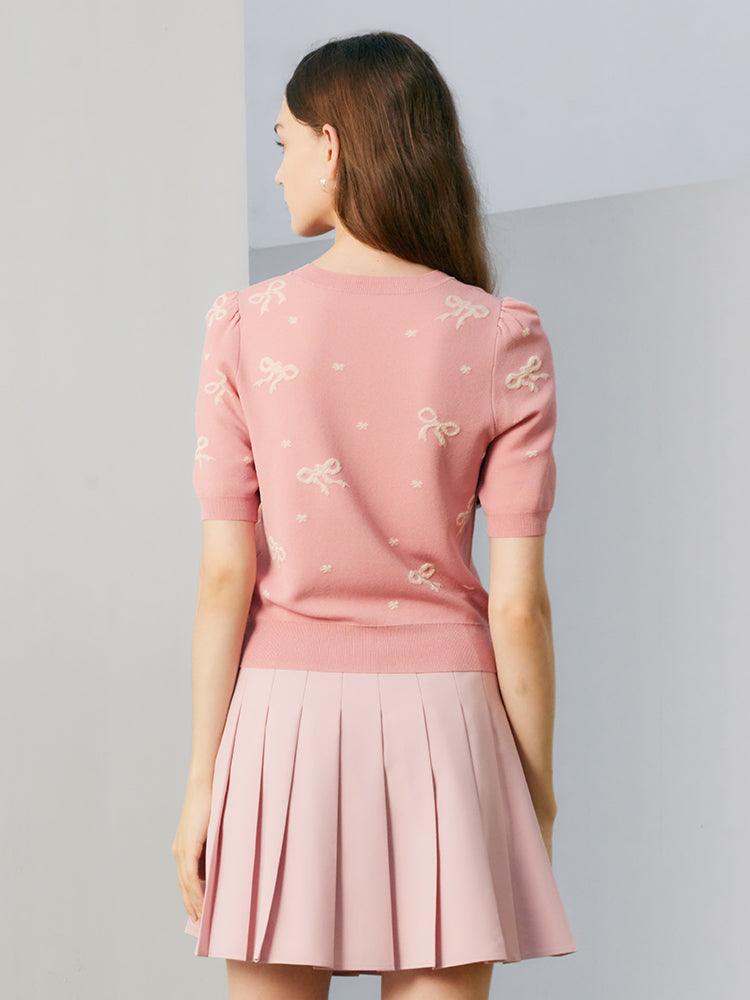 Pink Jacquard Knitted Sweater GOELIA