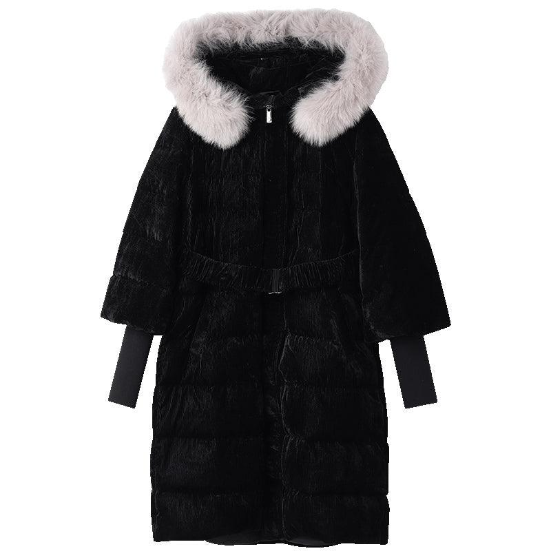 Fox-fur Collar Velvet Goose-down Jacket GOELIA