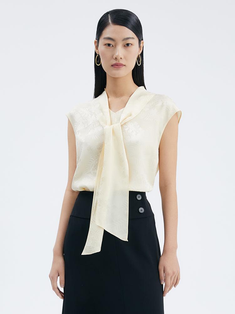 Bluse aus 16 Momme-Seide mit Jacquardgewebe 