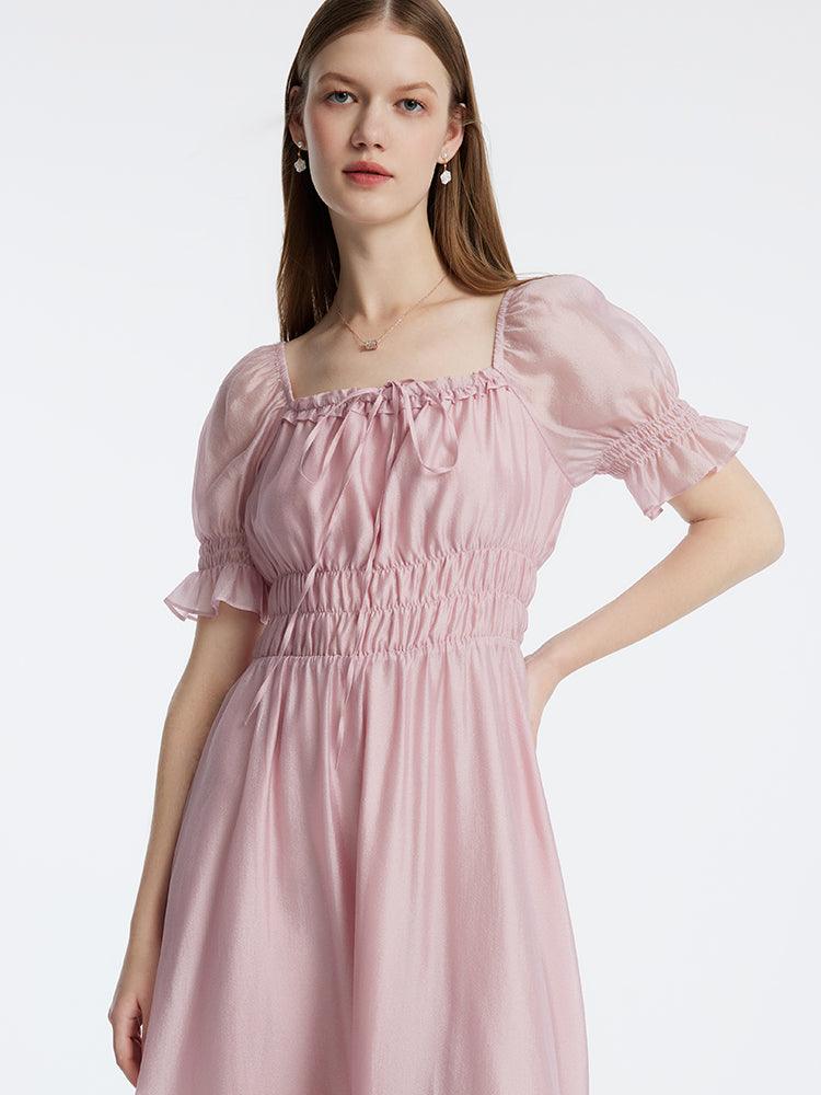 Bubble Sleeve Mid-Calf Dress GOELIA