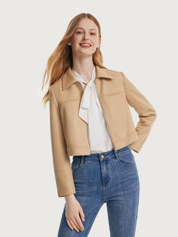 Short Faux Suede Jacket GOELIA