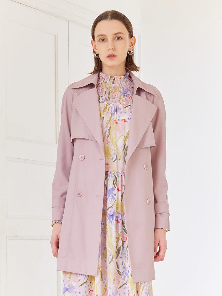 Candy Color Worsted Woolen Mid-length Trench Coat GOELIA