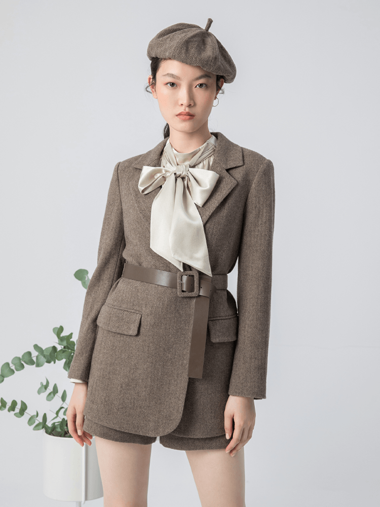 Brown Washable Woolen Blazer GOELIA