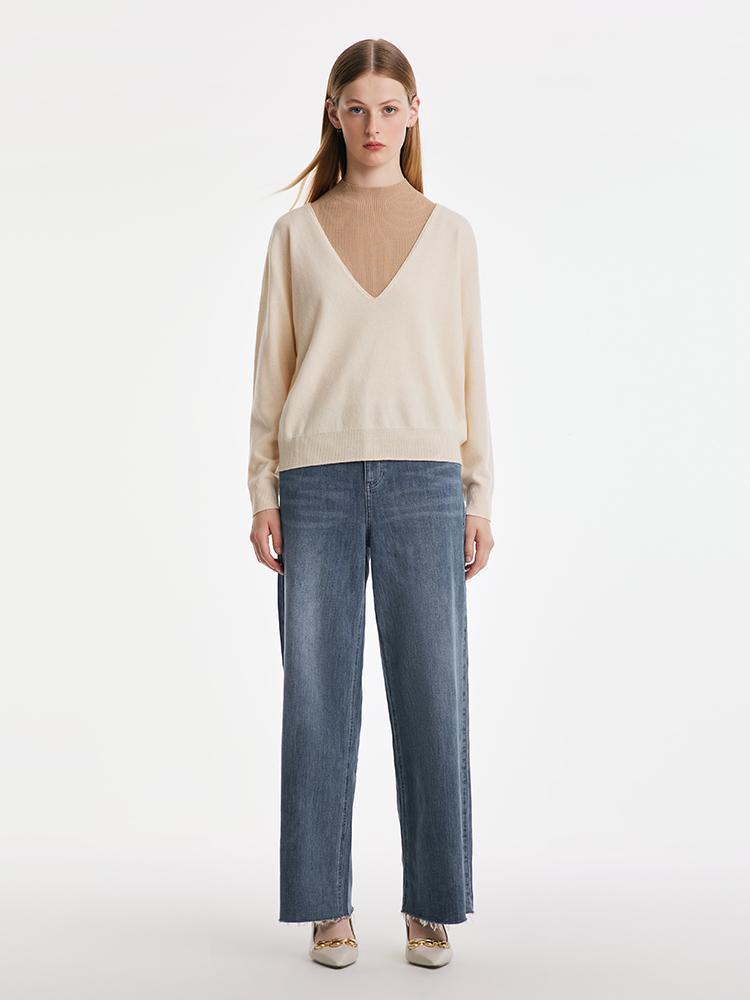 Seamless Woolen Sweater And Mock Neck Top GOELIA