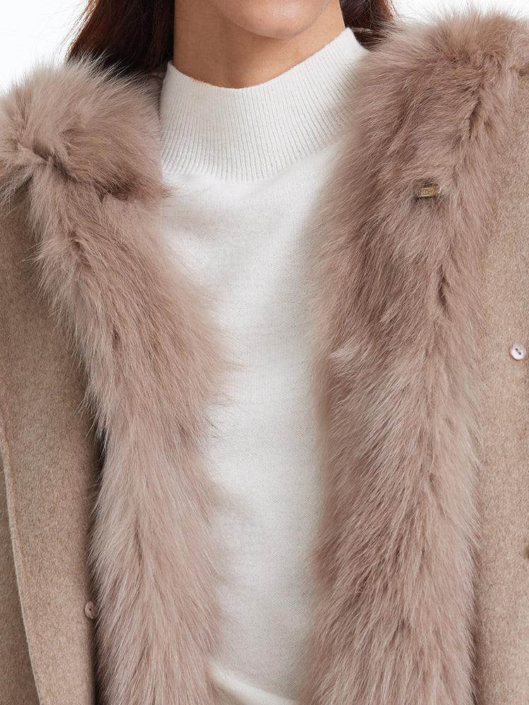 Pure Cashmere Fox Fur Waistcoat Two-piece Coat GOELIA