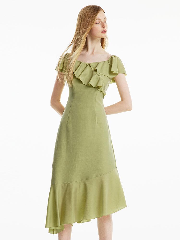 Matcha Green Ruffle Dress GOELIA