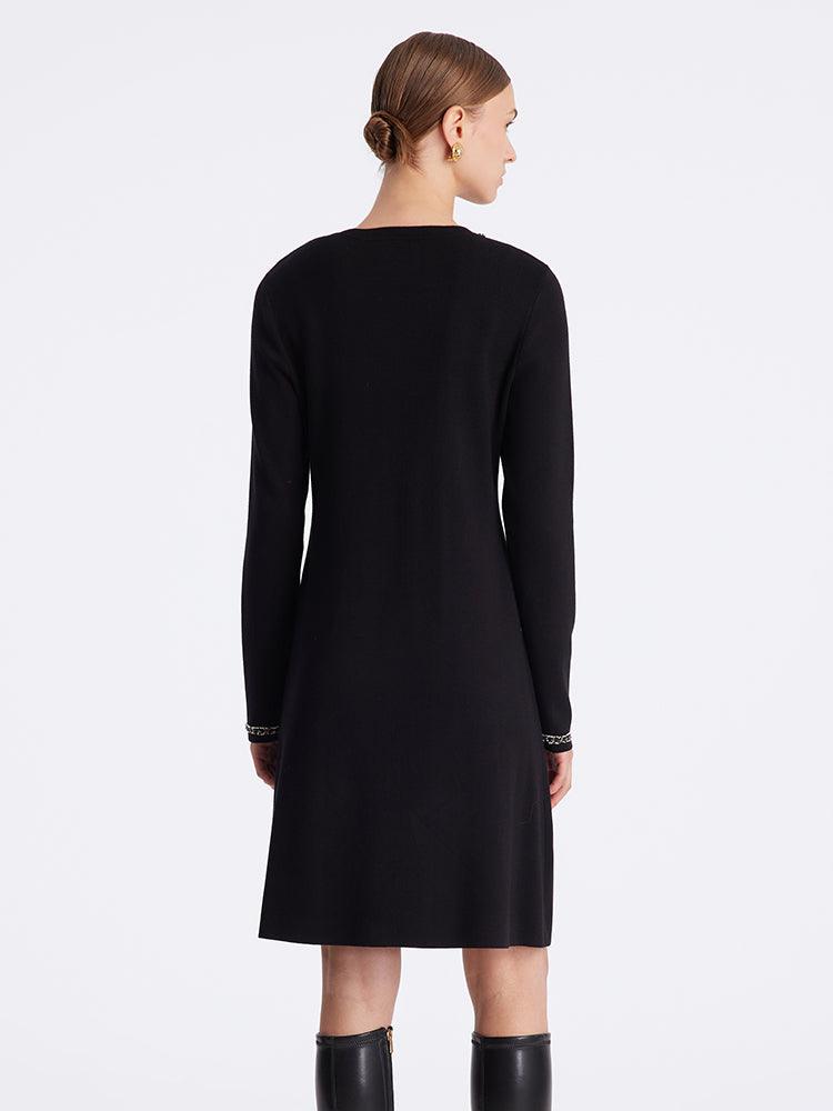 Black Long Sleeve Straight Dress GOELIA