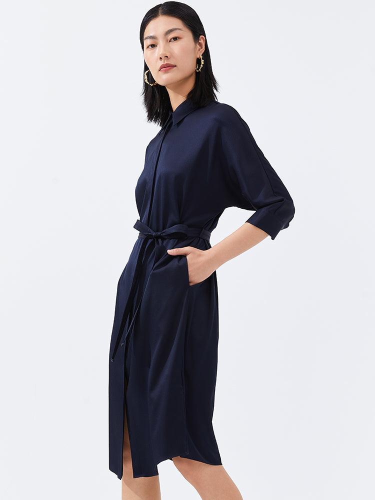 Silk Shirt-Style Oversized Dress GOELIA