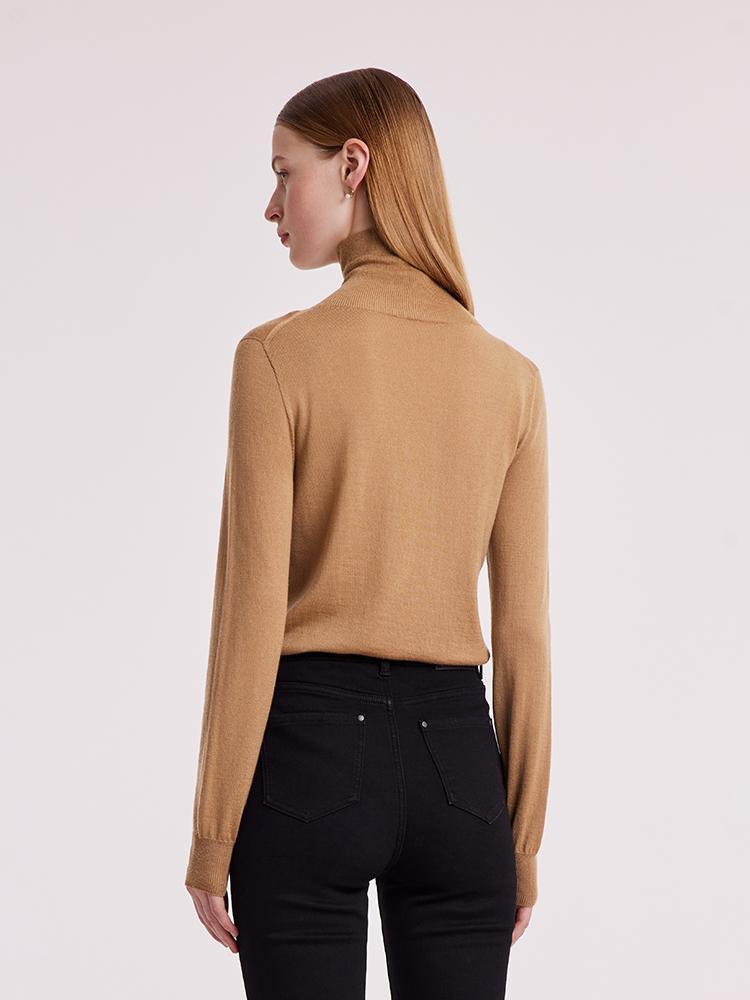 Machine Washable Wool Seamless Turtleneck Sweater GOELIA