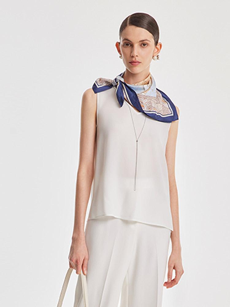 14 Momme 61 Square Map Silk Scarf GOELIA