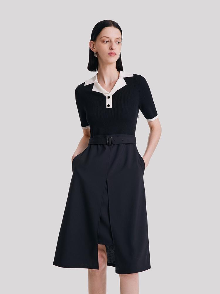Worsted Wool Patchwork Woolen Dress