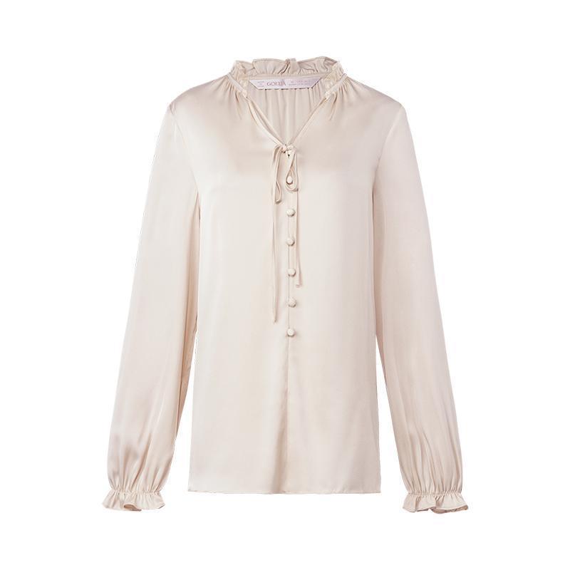 22 Momme Silk Ruffle Blouse GOELIA