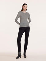 Washable Wool Striped Round Neck Sheath Sweater GOELIA