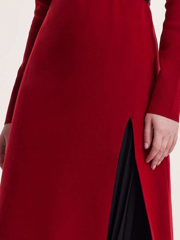 Mock Neck Long Sweater And Pleated Skirt Two-Piece Set GOELIA