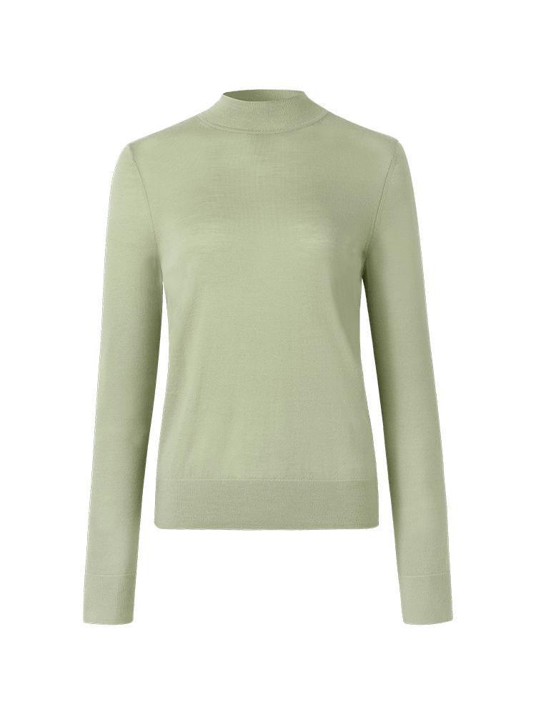 Machine Washable Wool Slim Mock Neck Sweater GOELIA