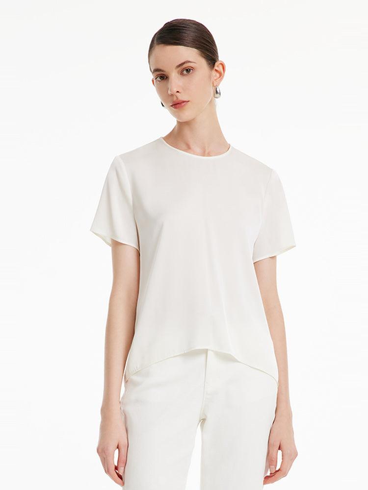 22 Momme Silk Short Sleeve Woven Top GOELIA