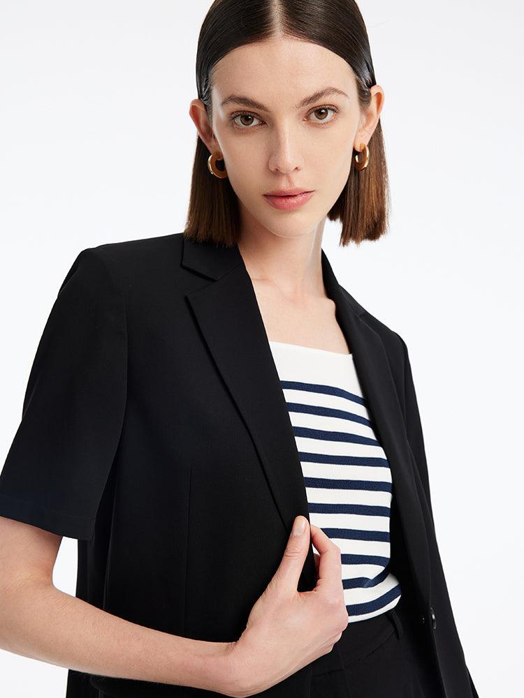 Acetate Half Sleeve One Button Blazer GOELIA