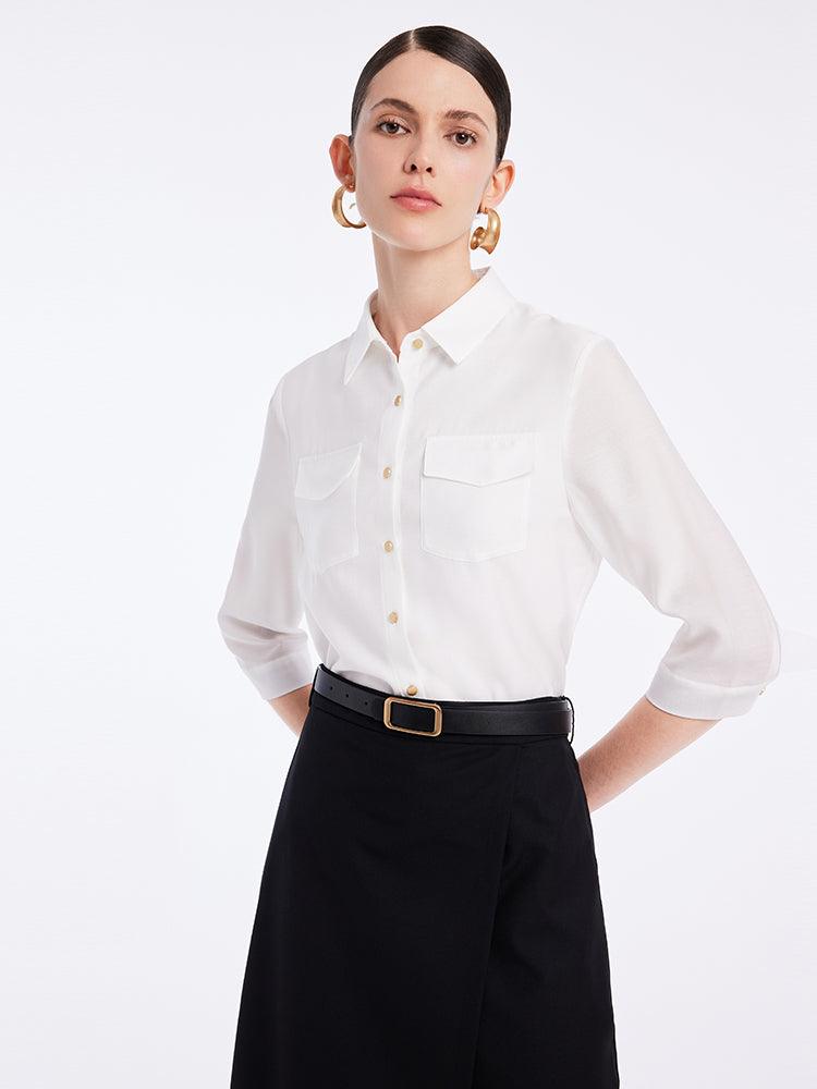 Acetate Shirt Set With Leather Belt GOELIA