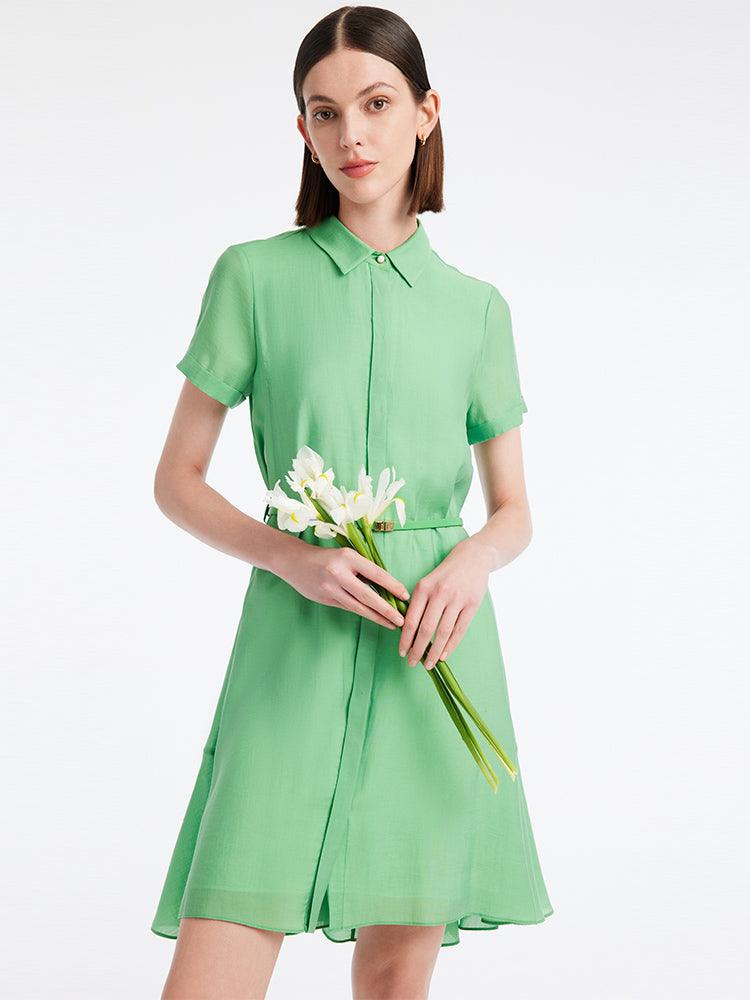 A-line Shirt Dress With Belt GOELIA