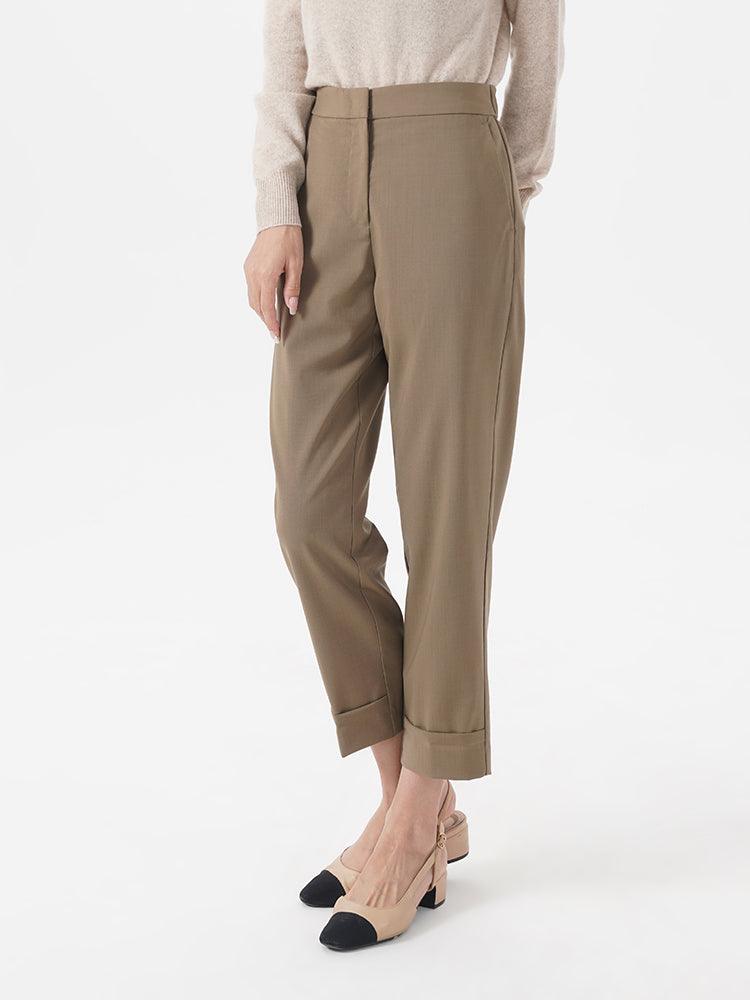 Machine Washable Worsted Wool Tapered Pants GOELIA