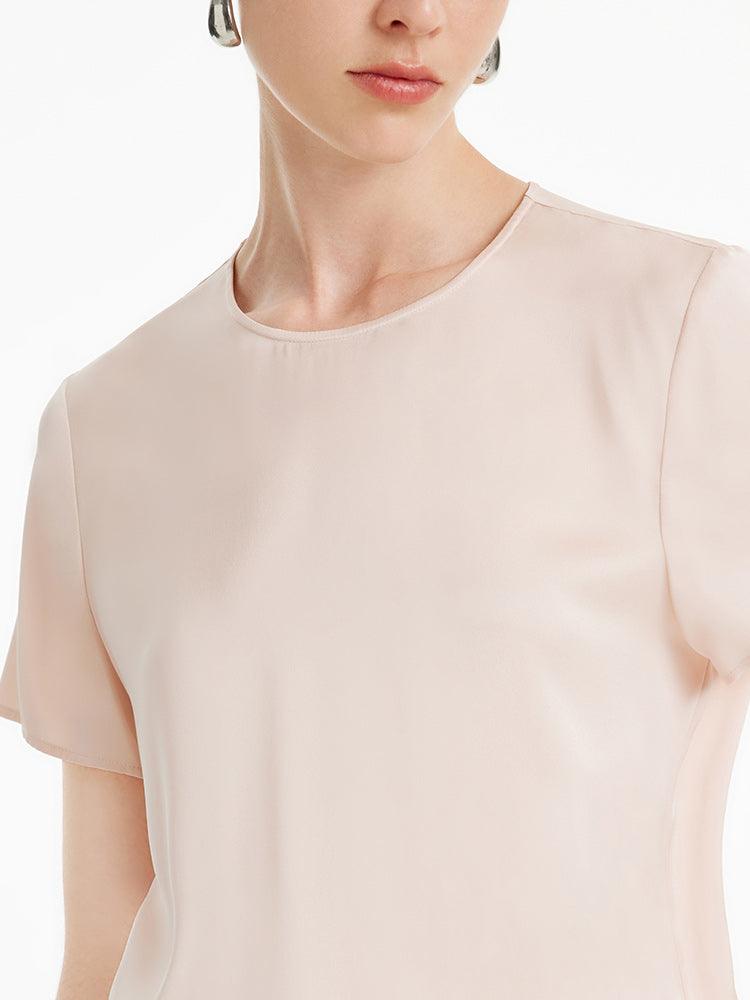 22 Momme Silk Short Sleeve Woven Top GOELIA