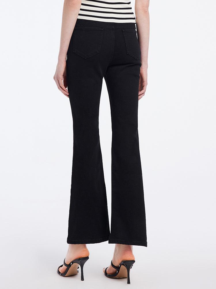 Black Split Hem Flare Jeans GOELIA