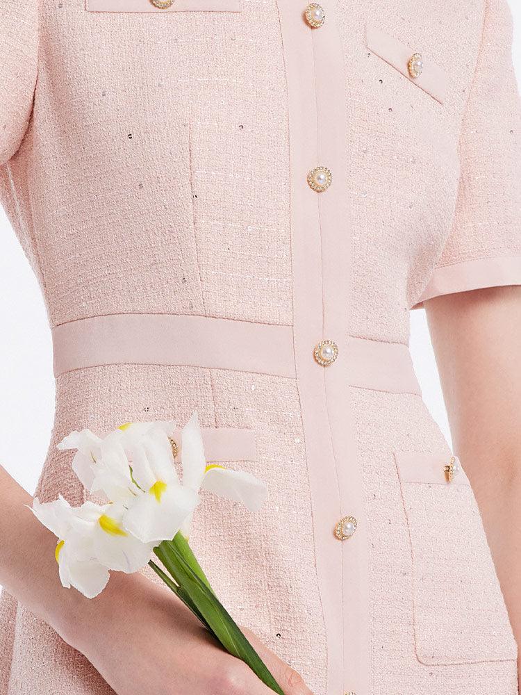 Light Pink Waist-Skimming Dress GOELIA