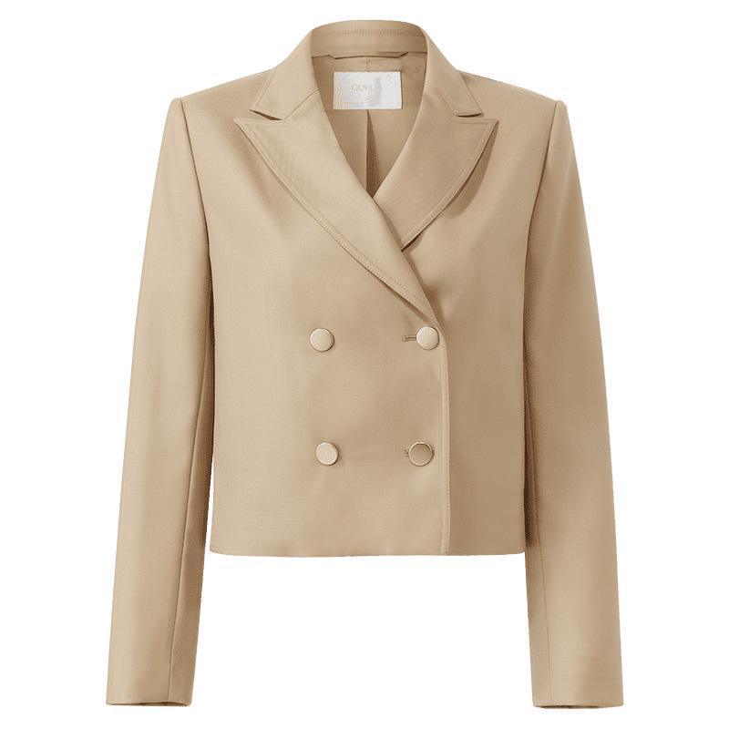 Light Camel Worsted Wool Cropped Blazer GOELIA