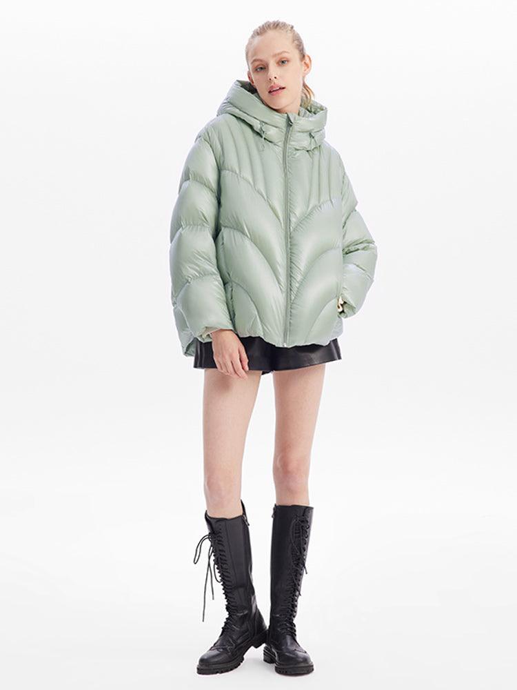 Green Goose Down Crop Puffer GOELIA