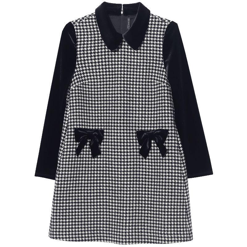 100% Woolen houndstooth Dress GOELIA