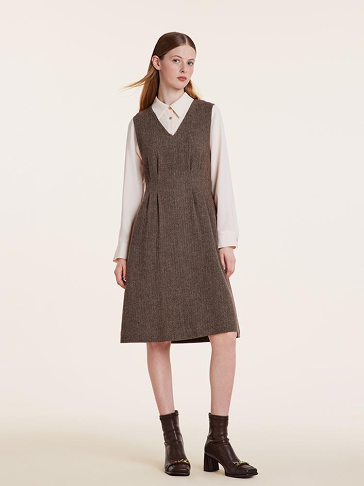 Washable Wool Vest Dress And Shirt Two-Piece Set GOELIA