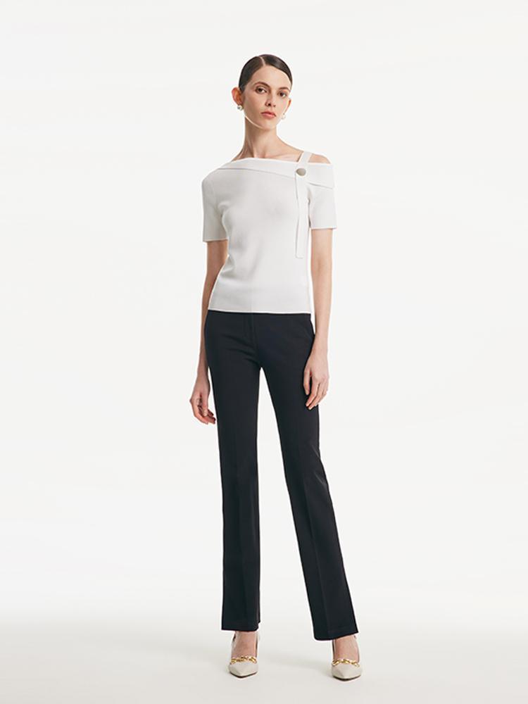 Acetate Stretchy Slight Flared Pants GOELIA