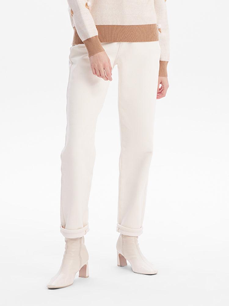 White Fleece Jeans GOELIA