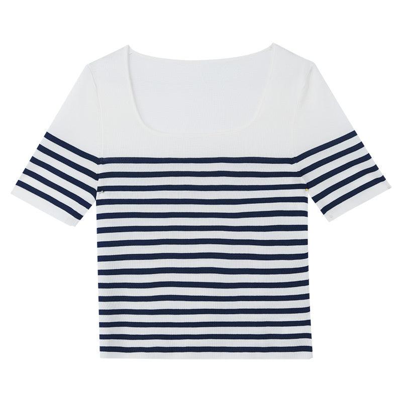 Blue And White Striped Skinny Jersey GOELIA