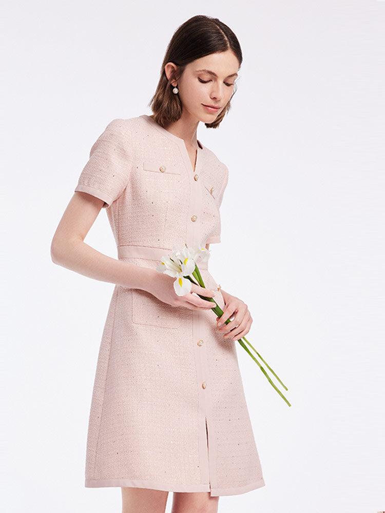 Light Pink Waist-Skimming Dress GOELIA