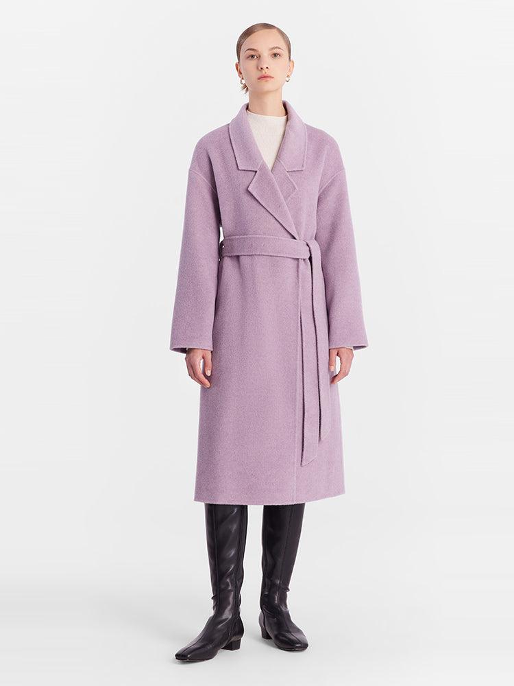 Lace-up Full Wool Double Woolen Coat GOELIA