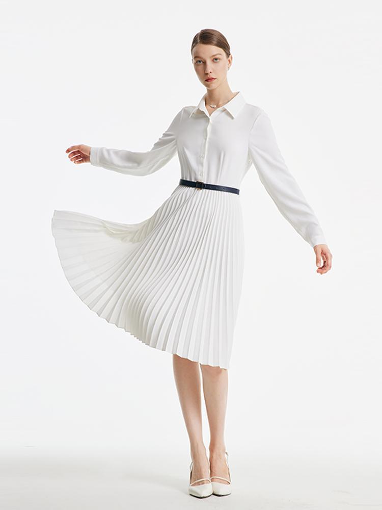 White Shirt-Style Two-Piece Dress GOELIA