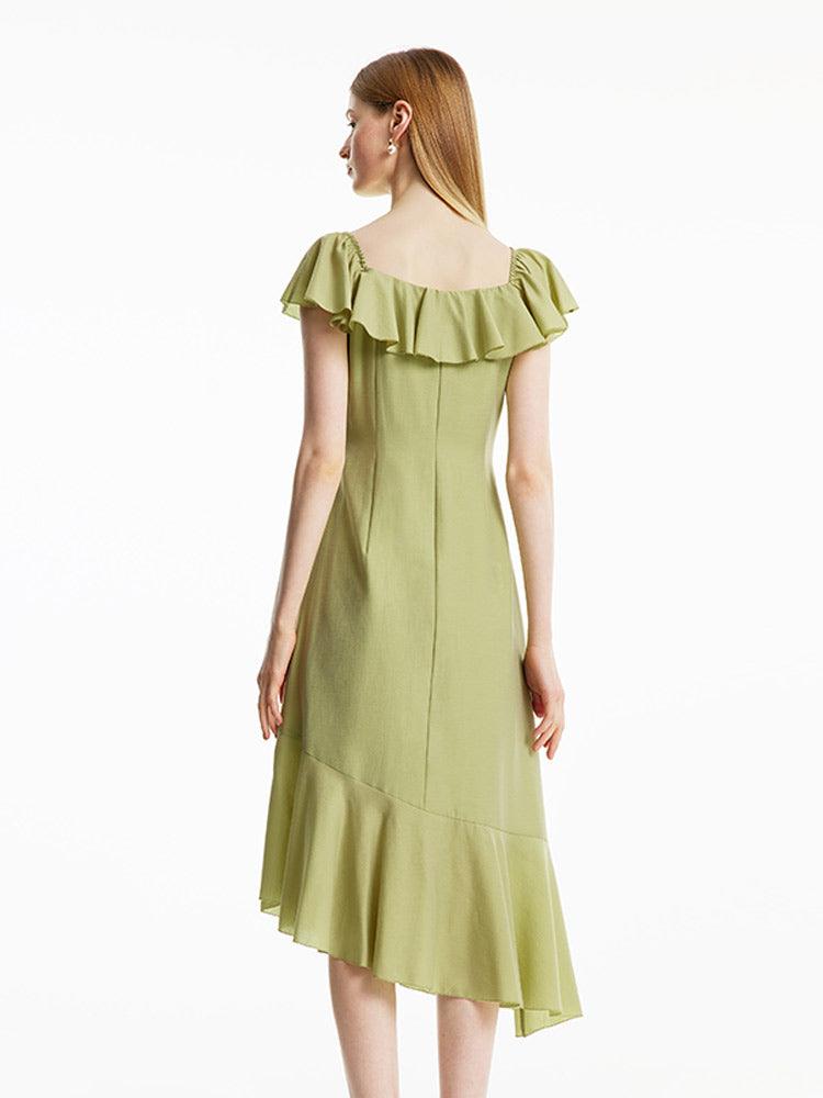 Matcha Green Ruffle Dress GOELIA